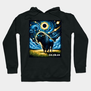 Bison Eclipse Adventure: Majestic Tee for Wildlife Enthusiasts Hoodie